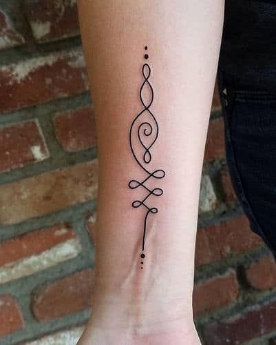 Meanings of Small Tattoo Ideas and Where to Get Them 27 Unalome tattoo on the hand