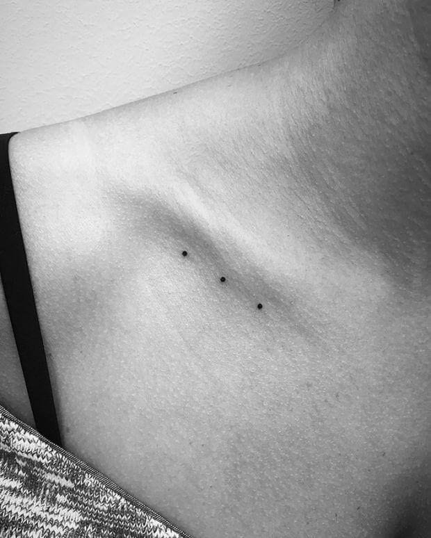 Meanings of Small Tattoo Ideas and Where to Get Them 23 dots tattoo on the neck