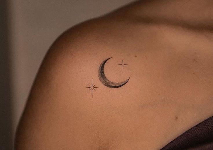 Meanings of Small Tattoo Ideas and Where to Get Them 18 small moon tattoo on the neck
