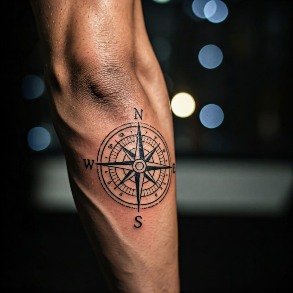 Compass Tattoo on Elbow