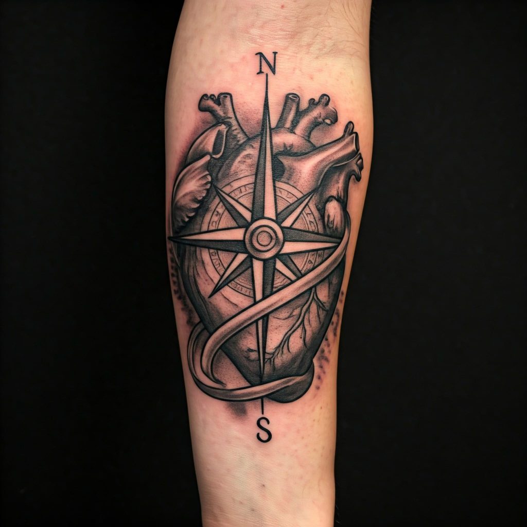 Meaningful Heart and Compass Tattoo Ideas
