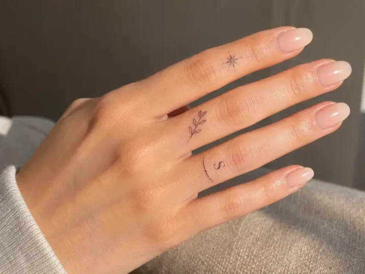 Minimalist hand with delicate tattoos