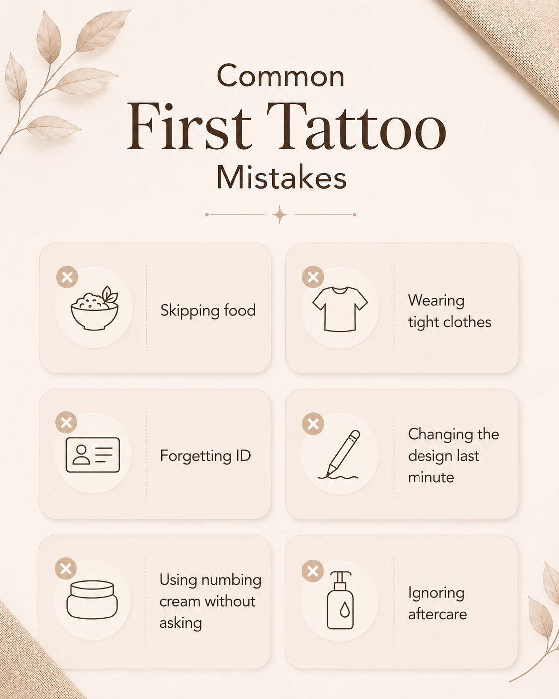 Common first tattoo preparation mistakes for beginners