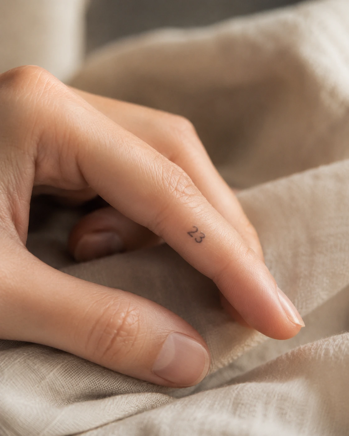 Small side finger tattoo with simple lettering